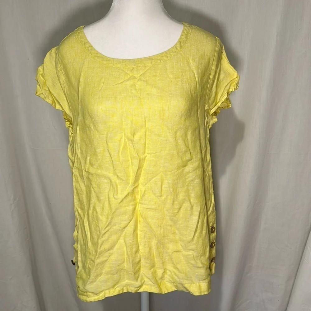 small Cynthia Rowley yellow 100% linen top